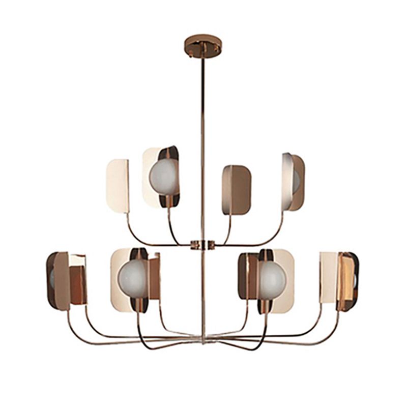 Nordic Style Metal Chandelier Branch Brown Pendant Lamps for Living Room