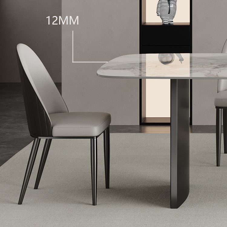 White Stone Dining Set with Padded Chairs 1/4/5/6 Pcs Modern Dinette Set