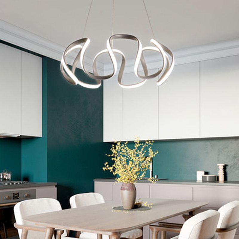 Lámpara de araña retorcida LED moderno de techo acrílico Luz para la sala de estar para la sala de estar dormitorio