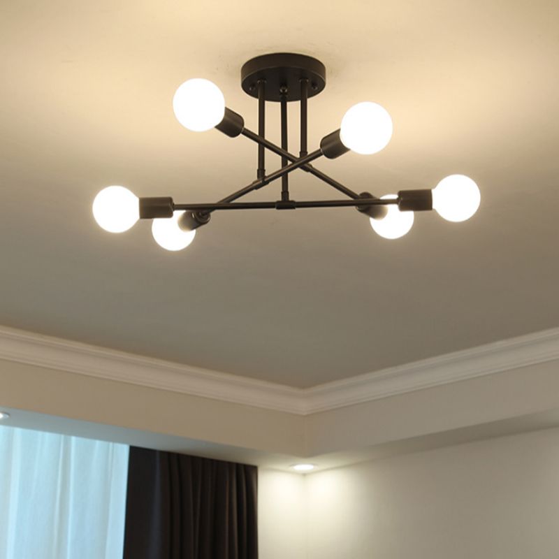 Blootgestelde lamp Semi-inbouw kroonluchter Industrieel Metaal Semi-inbouwlicht