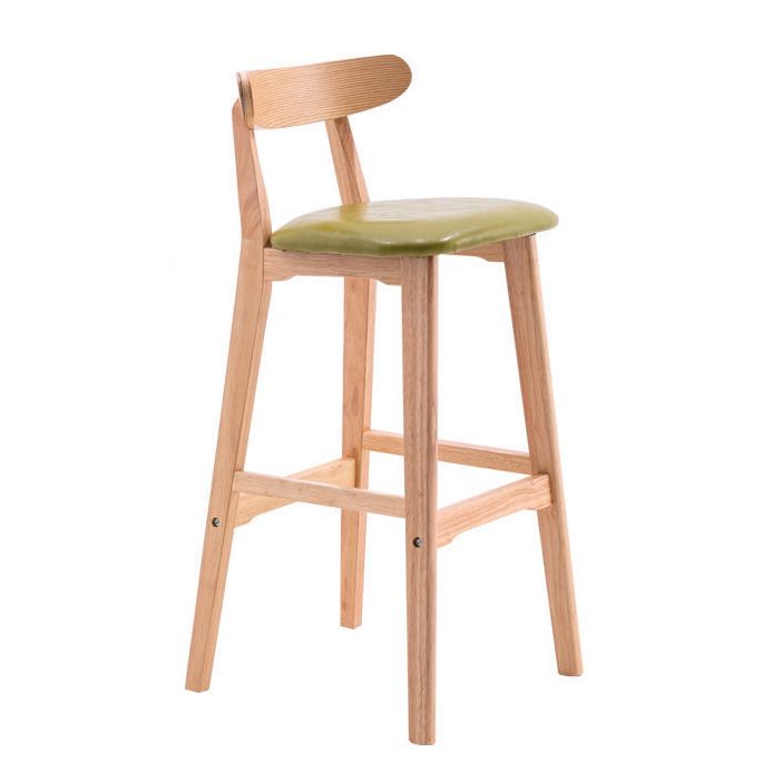 Scandinavian Restaurant Rubberwood Stool Matte Finish Upholstered Bar Stools