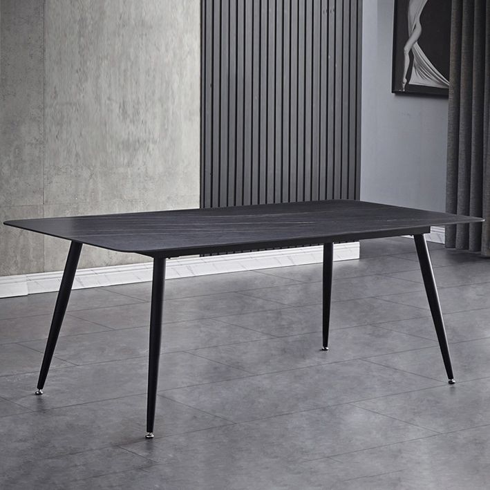 Sintered Stone Dining Table Industrial Style 4 Legs Carbon Steel Base Rectangle Table for Home