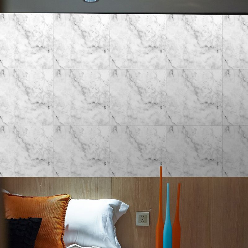 Adhesive Marble Wallpaper Panels Contemporary PVC Wall Art for Bedroom, 12' L x 12" W