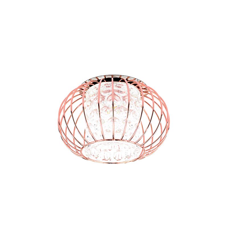 Gold Ball Cage Flushmount Modern LED Soffitto Flush con Cilindro Interno Ombra di Cristallo in Luce Calda/Bianca