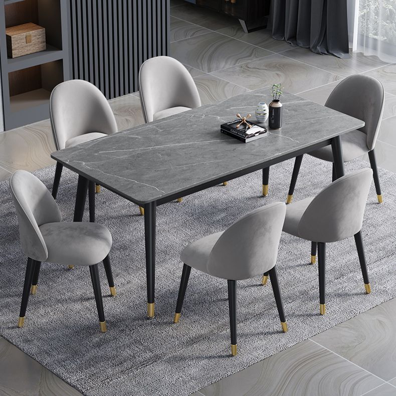 Contemporary Fixed Dining¬†Room¬†Table¬†Set with Metal 4 Legs Base Dining Table Furniture