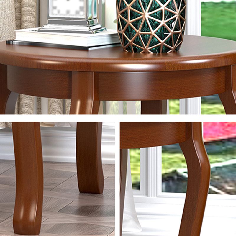 22.4" Tall 4 Legs End Table Solid Wood Round Side Table for Living Room