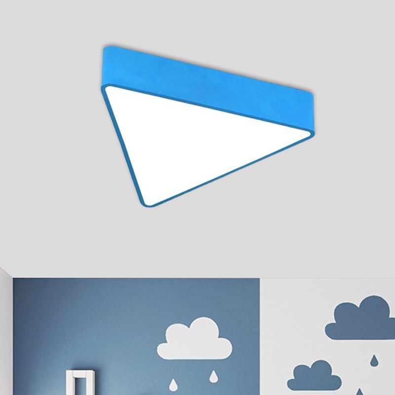 Acrylic Triangle Ceiling Lamp Minimalist LED Flush Mount Lighting Fixture in Red/Yellow/Blue
