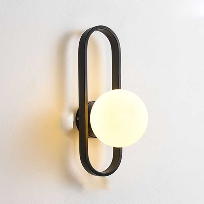 Bedroom Simple Sconce Light Fixtures 1 Blub Glass Lampshade Wall Mounted Lighting