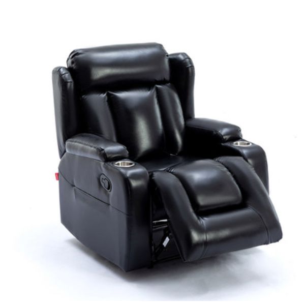 33.9" Wide Genuine Leather Manual/Power Standard Recliner White Message