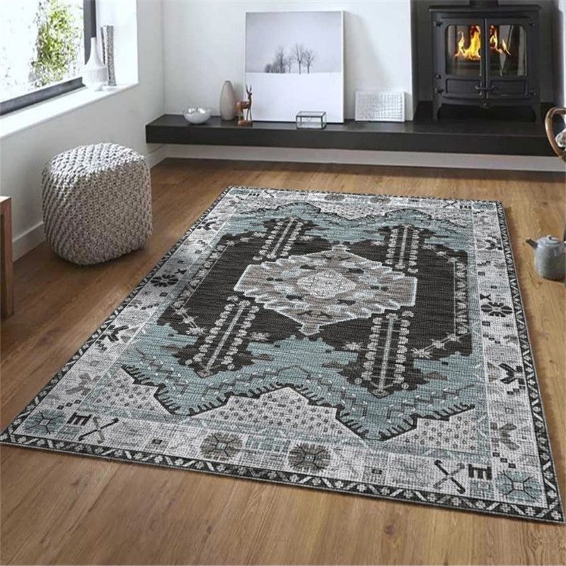 Exotic Geometric Patterned Rug Multicolored Moroccan Rug Polypropylene Stain Resistant Non-Slip Backing Machine Washable Carpet for Room
