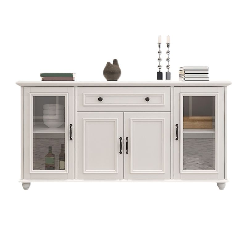 Contemporary White Buffet Sideboard Solid Wood Sideboard Cabinet with Drawers