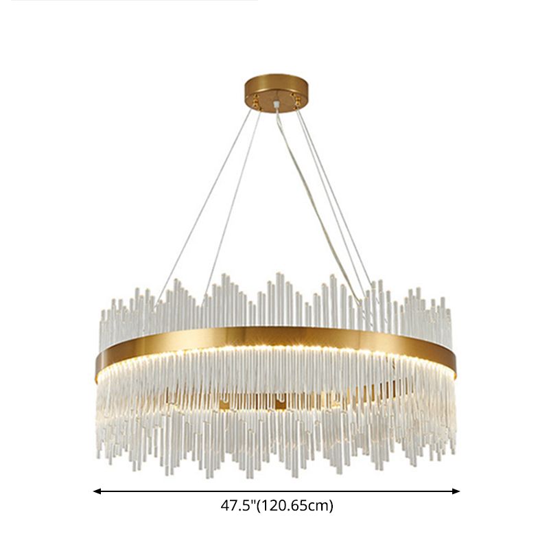 Modern Drum Chandelier Glass Crystal Pendant Ceiling Lights with Adjustable Hanging Cord for Living Room