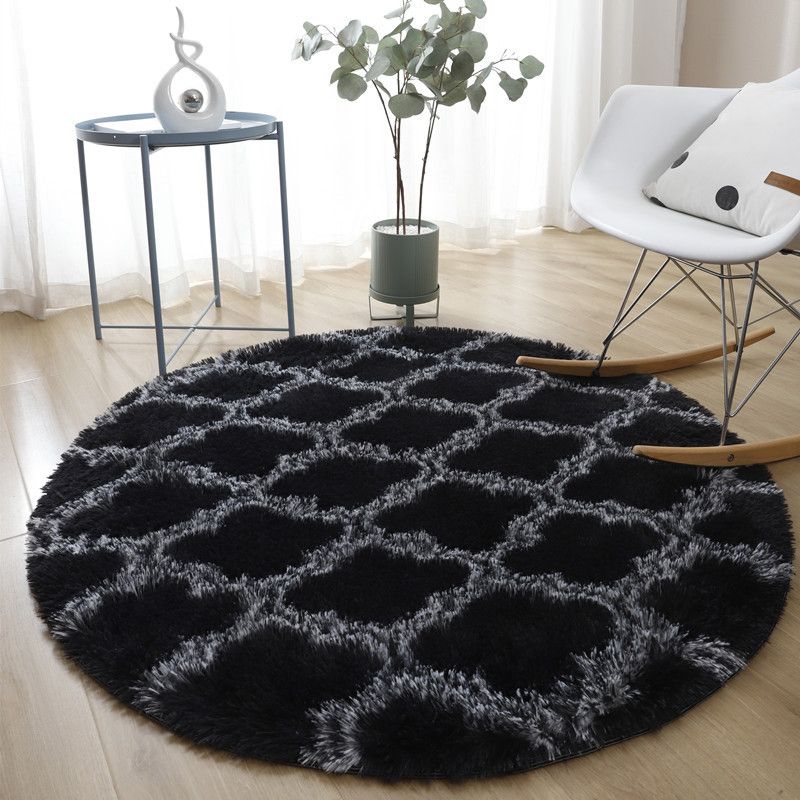 Novelty Trellis Print Carpet Polyester Round Indoor Rug Non-Slip Backing Area Carpet for Living Room