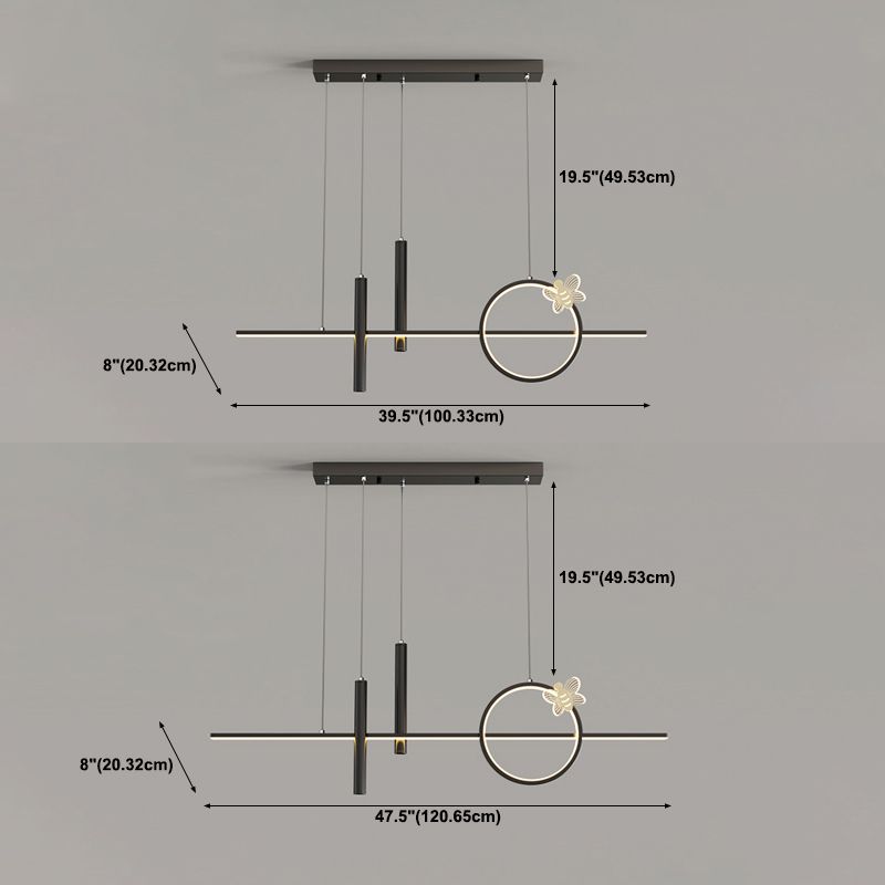 Contemporary Island Light Linear Metal 4 Light Island Chandelier Lights