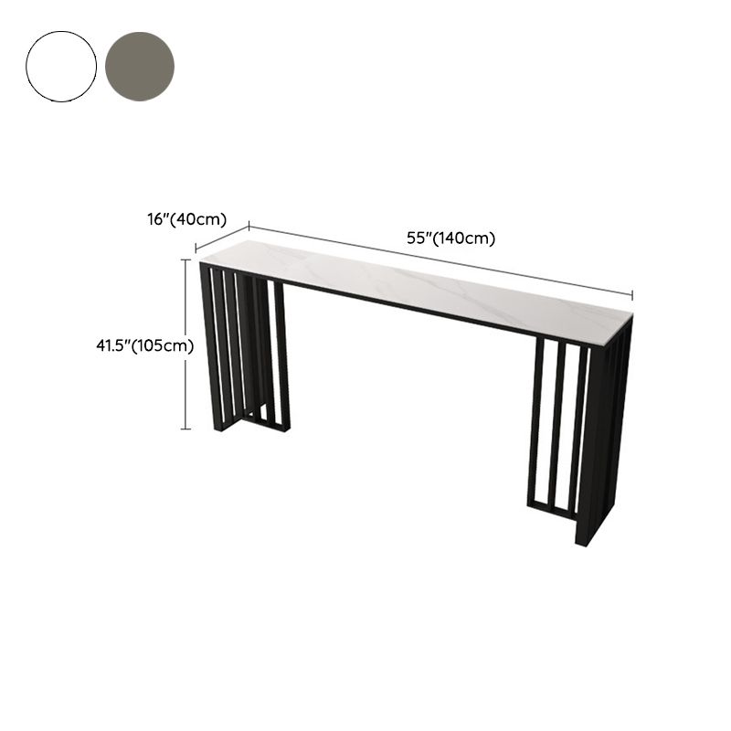 Industrial Style Bar Table Stone Top Bistro Table with Black Base