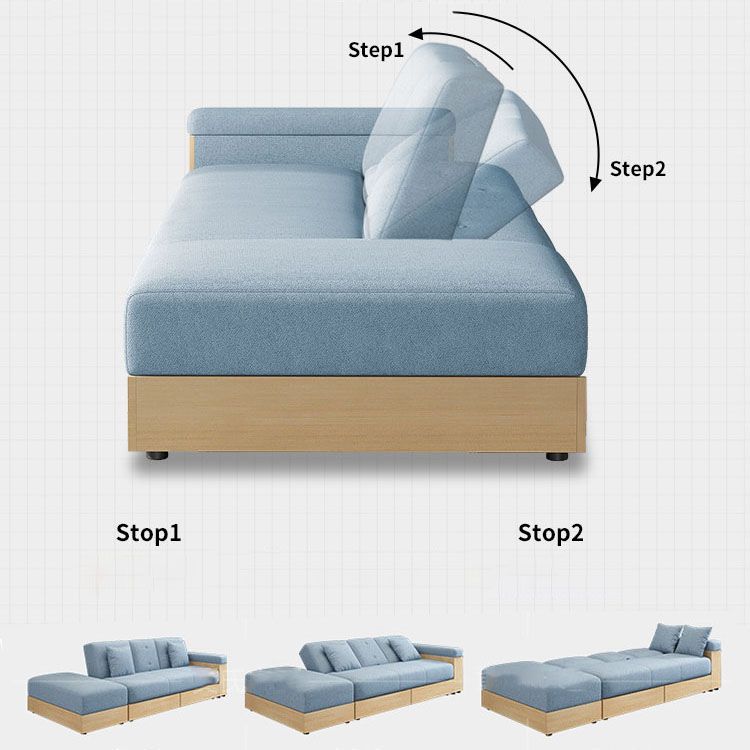 Modern Fabric Sofa Square Arm Loose Back Settee with Storage for Living Room