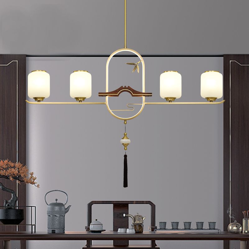 Éclairage d'éclairage de l'île Cylinder 5 Éclairage d'îlot de cuisine léger avec une teinte en verre