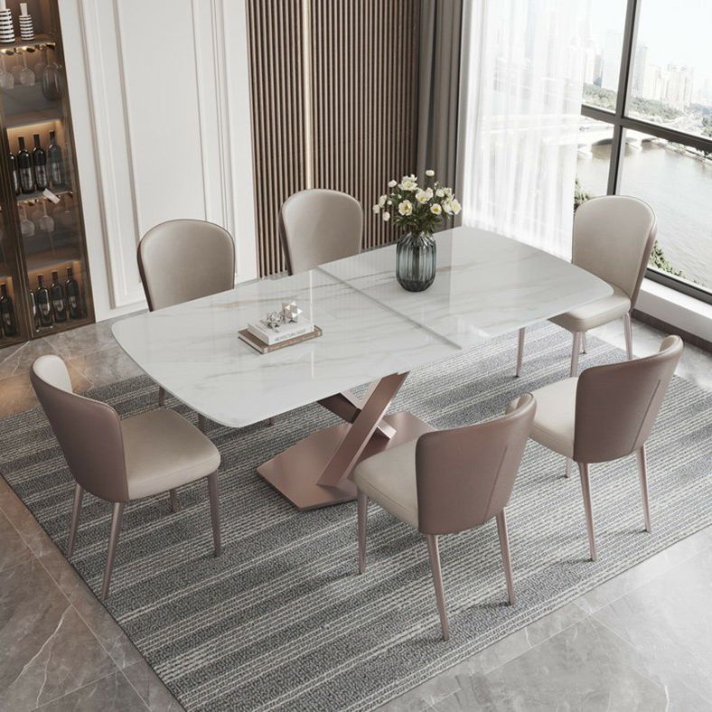Nordic 1/2/5/6/7 Pieces Dining Set Sintered Stone Dining Table with Leather Chairs