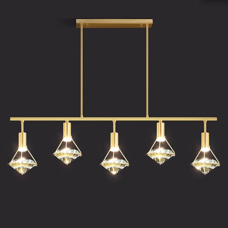 Crystal Diamond Island Lighting Postmodern Gold Finitura a pendente LED Finitura