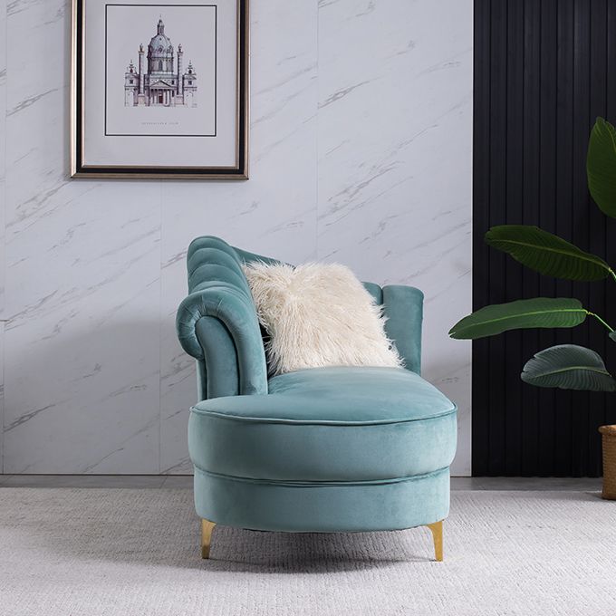 Luxury Style Velvet Chaise Lounge Bedroom Rolled Arms Chaise