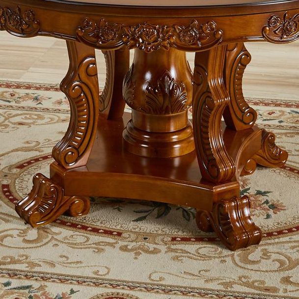 Solid Wood Victorian Round Dining Table Dining Table with Pedestal Base