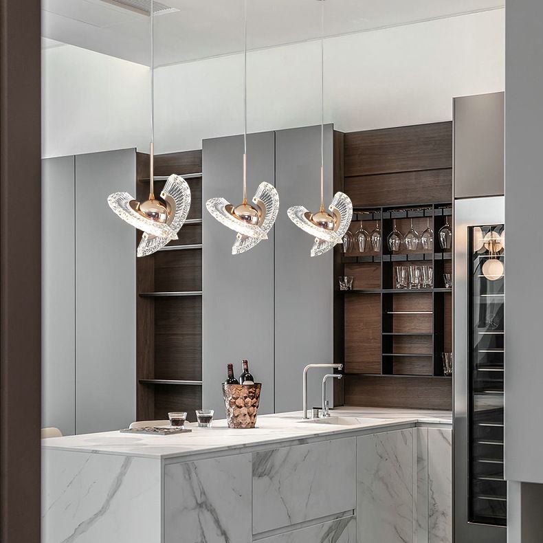 Ring Living Room Hanging Pendant Light Crystal LED Modern Suspended Lighting Fixture in Gold