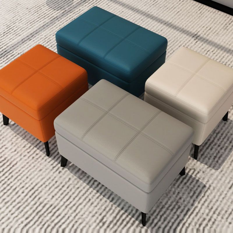 Modern Leather Storage Ottomans Rectangle Storage Ottomans with 4 Legs