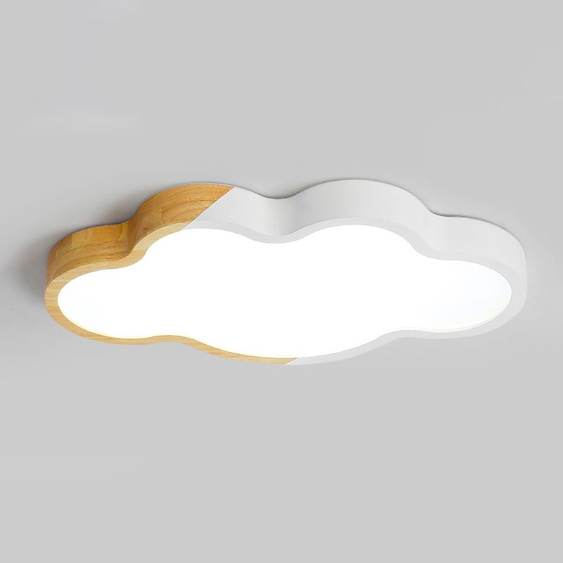 Metallic Cloud Flush Mount Light Modern Style White/Yellow/Green LED Ceiling Fixture for Great Room