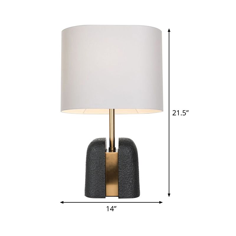 Lampada da comodino modernista a 1 lampadina Lampada da lettura oblunga nera con paralume in tessuto