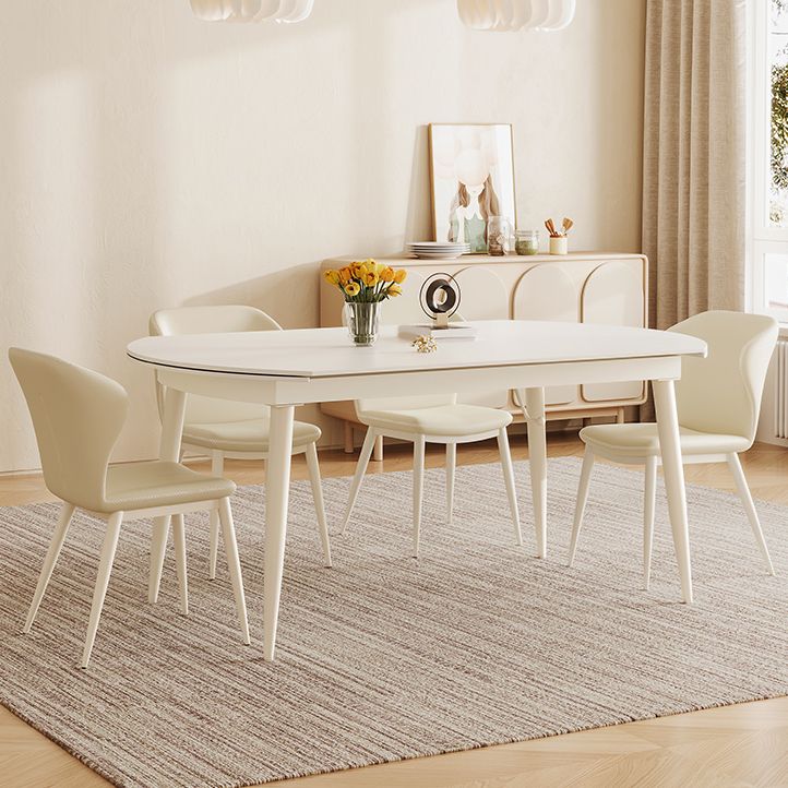 Extendable 1/5/7 Pieces Furniture Sintered Stone Dining Set in White