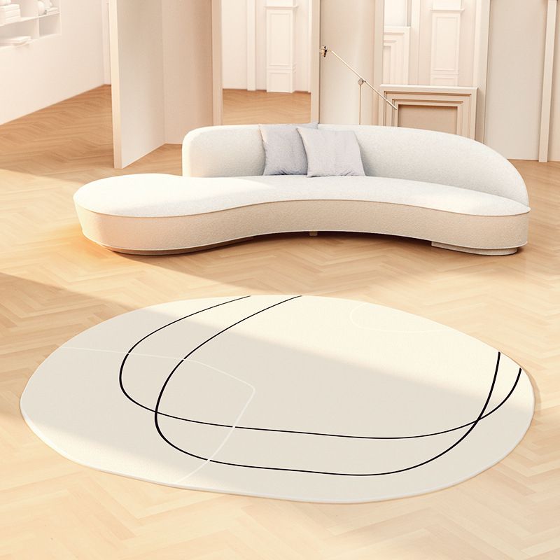 Beige Casual Rug Polyester Line Indoor Rug Washable Area Rug for Home Decoration