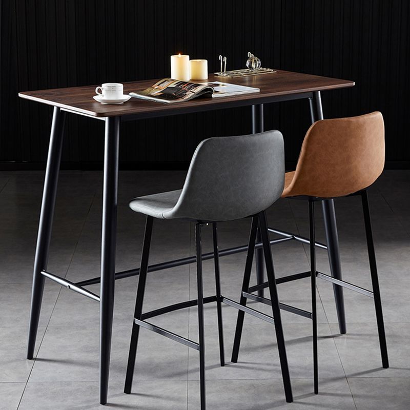 Scandinavian Style Bar-stool with Square Leather Seat Counter Stool Kitchen Bar-stool