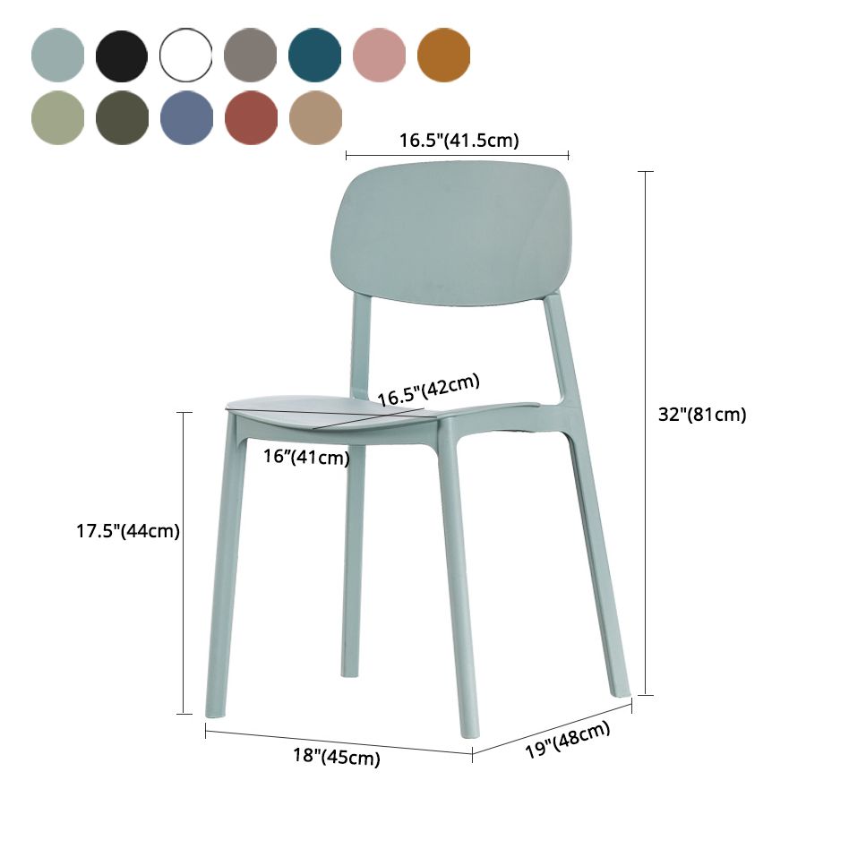 Sillas de comedor sin brazos con respaldo abierto Silla auxiliar de comedor apilable de plástico (juego de 4)