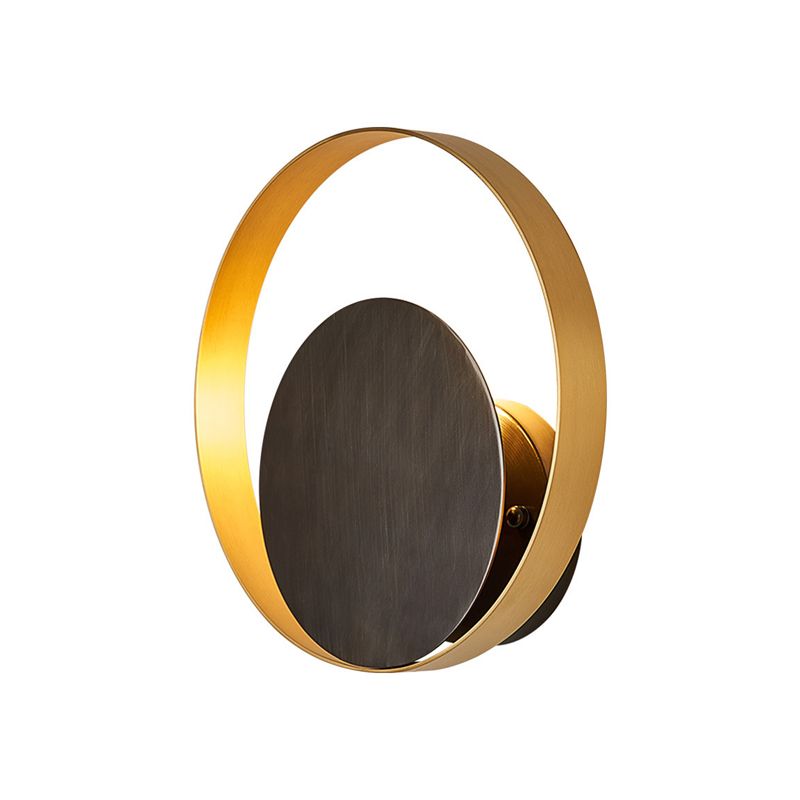 Nordic Style Brass Wall Sconce Black Round Shape Wall Light for Living Room
