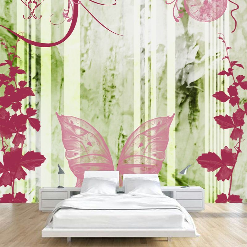 Illustration Stain Resistant Mural Wallpaper Butterfly Decorative Living Room Wall Mural