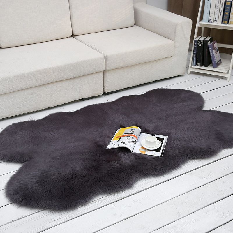 Shaggy Plain Rug Multi-Color Scandinavian Carpet Faux Fur Machine Washable Non-Slip Backing Pet Friendly Rug for Home