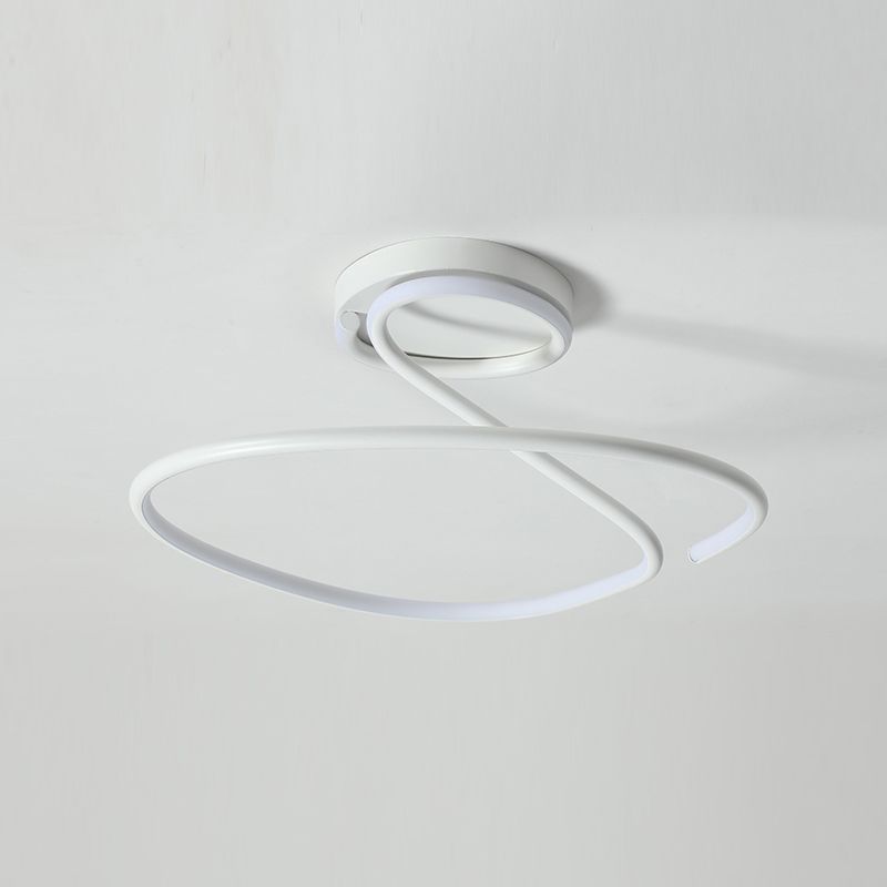 Minimalist Circular Ceiling Flush Mount Aluminum LED Bedroom Semi Flush Light