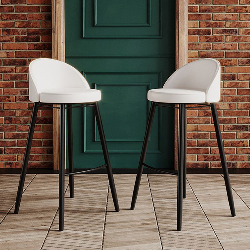 Faux Leather Armless Bar Stool Industrial Low Back Bar Chair with Metal Footrest