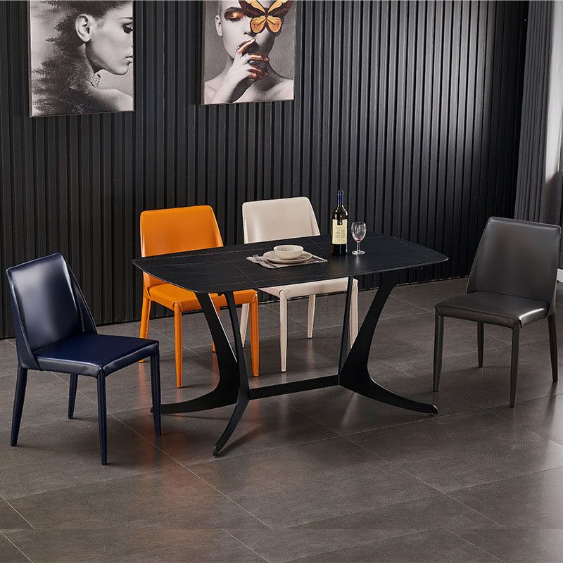 Contemporary Leather Chairs Set Kitchen Dining Room Solid Back Side Chair