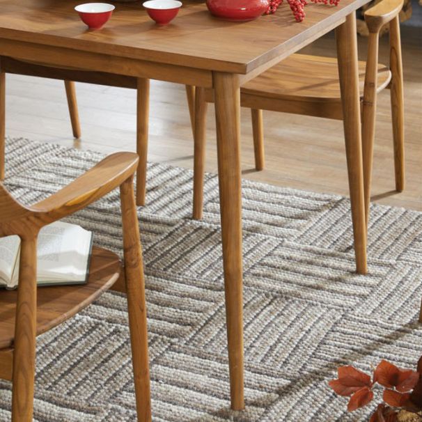 Rectangle 4 Legs Dining Table Natural Finish Legs Modern Fixed Dinner Table