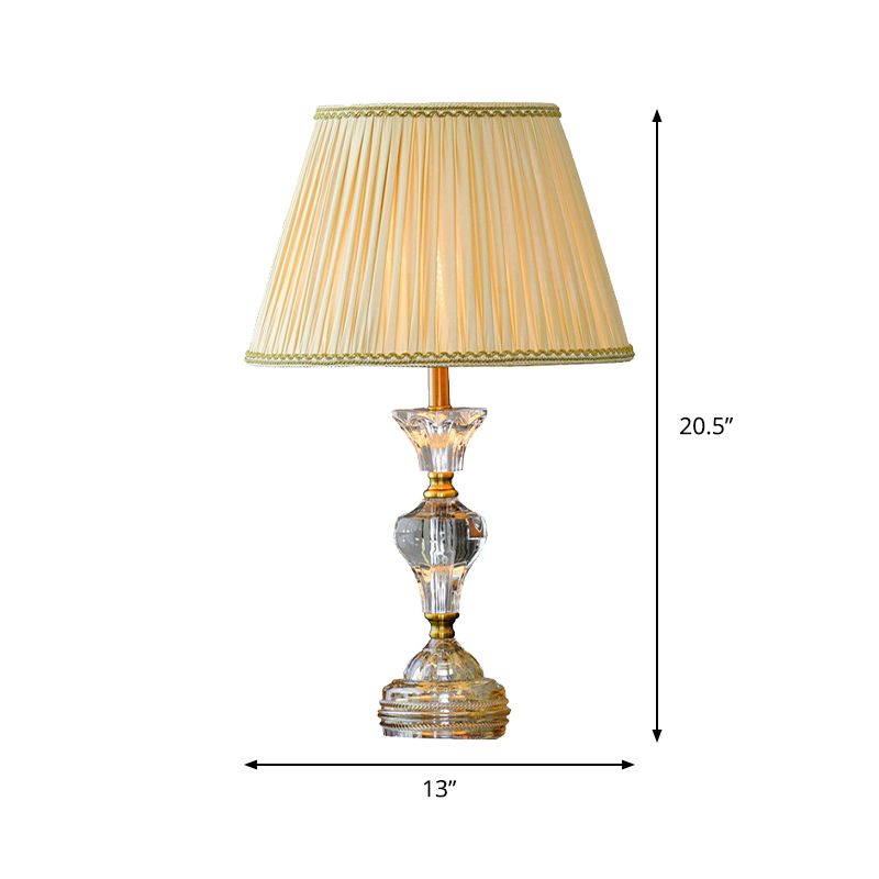 Lampada da tavolo affusolata in cristallo trasparente Lampada da notte contemporanea a 1 testa in beige per soggiorno