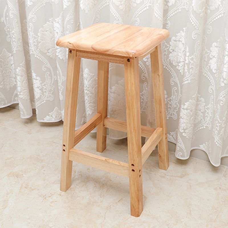 Modern Solid Wood Bar & Counter Stool Square Footrest Counter-height Stool for Shop