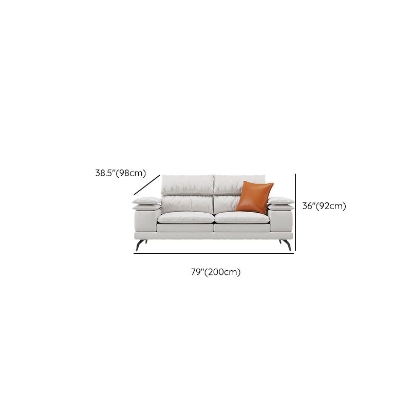 36"H Contemporary Sectional Sofa Leather Cream Down Cushion Sectional