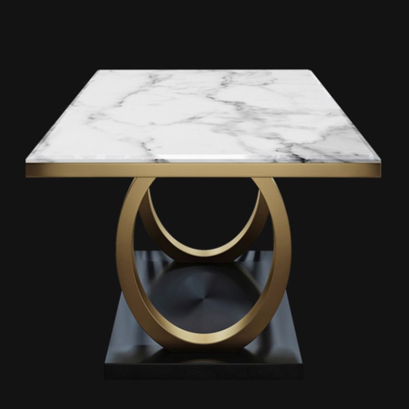 Metaal traditionele luxe rechthoek binnen tafel gesinterde stenen tafel met metalen schok