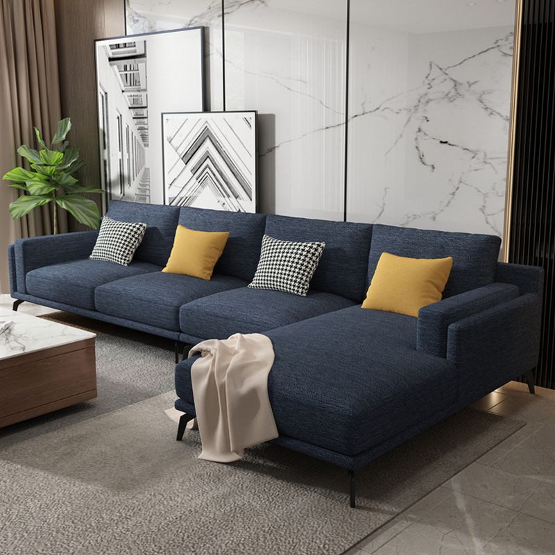 Modern Pillow Back Fabric Sectional L-shape Square Arm Sectional