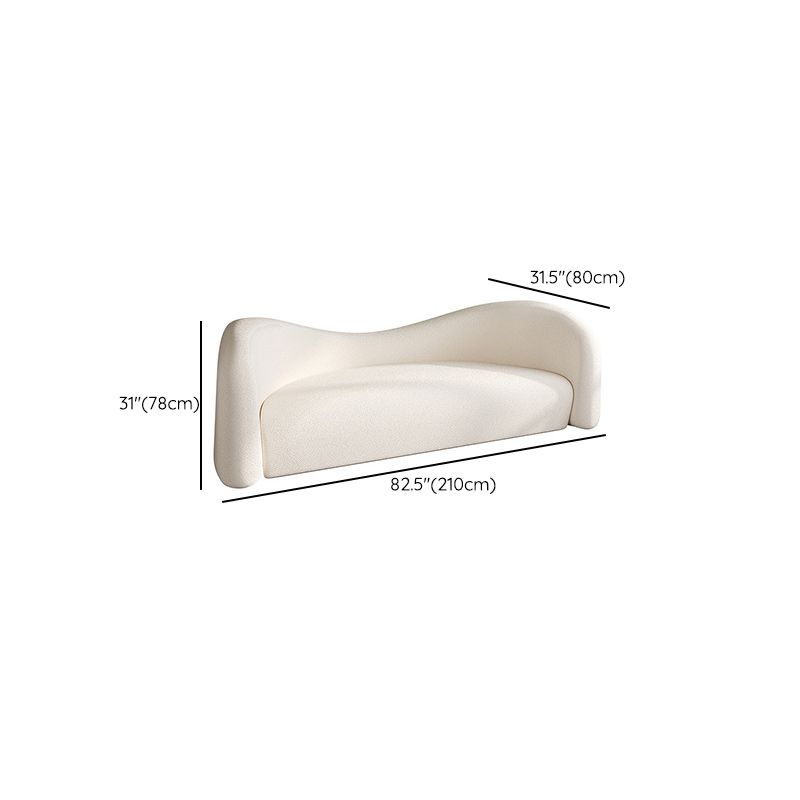 White Contemporary Tight Back Sofa Fabric Sloped Arm Curved Sofa