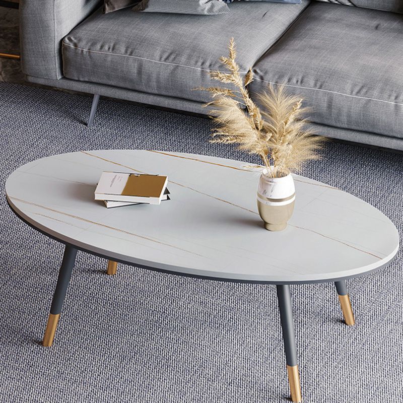 Slate Oval Coffee Table 4 Legs Base Type Single Cocktail Table