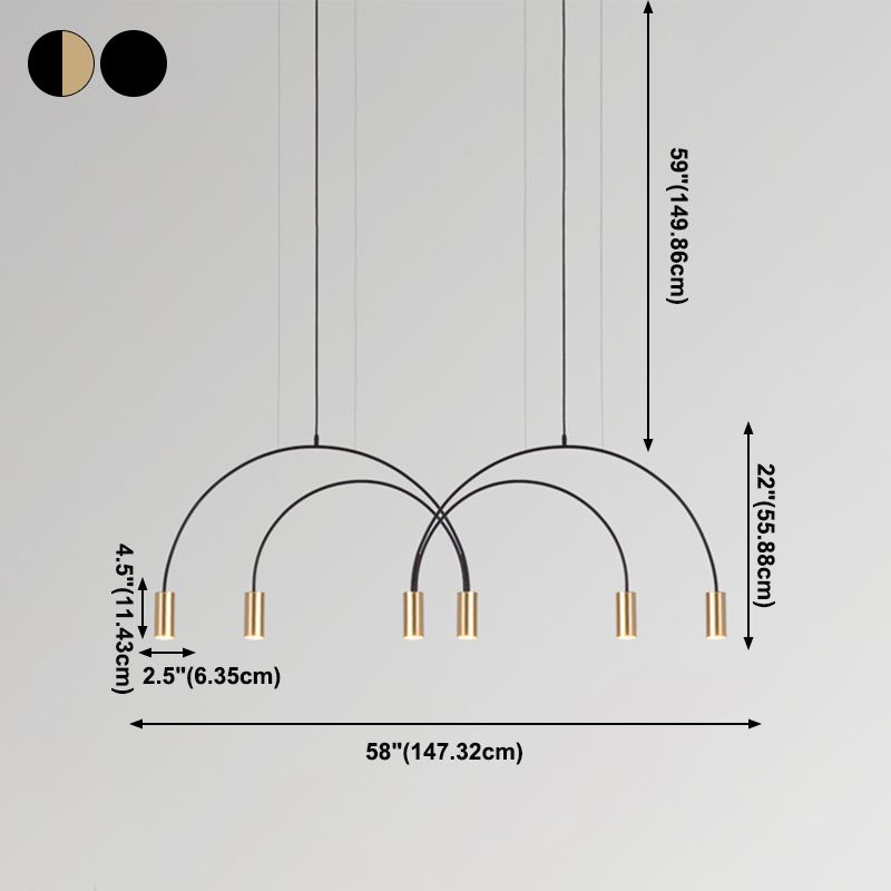 Moderner Stilzylinder hängende Anhänger Lichter Metall 6 Licht Anhänger Beleuchtungskarten