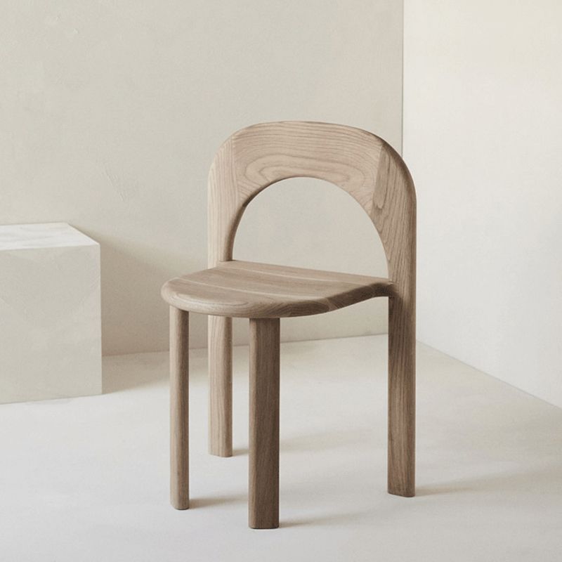 Indoor Stackable Dining Side Chair Solid Wood Oak Solid Wood Open Back Dining Side Chair