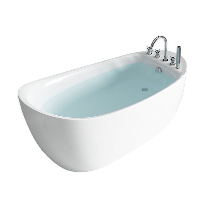 Freestanding Acrylic Bathtub Pop-up Drain Oval Modern Right-Hand Bath